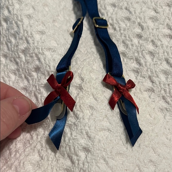 Cacique Blue Cherry Print Lace Panties with garters - Picture 6 of 11